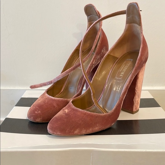 Aquazzura Blush Velvet Heels